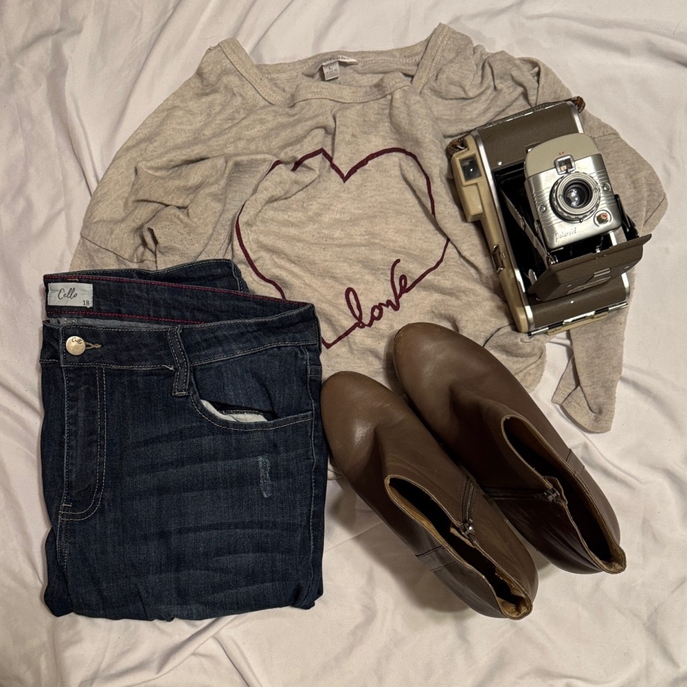 Charming Charlie Tan Love Sweater